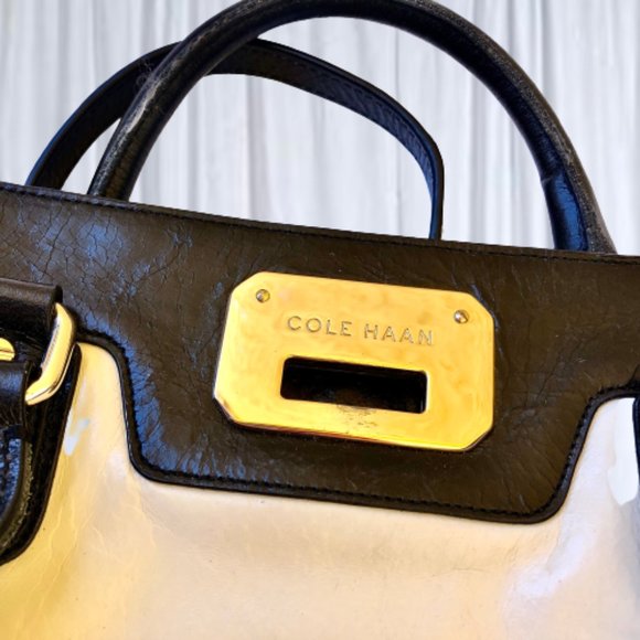 Cole Haan Leather Handbag Satchel Double Handles Detachable Crossbody St… - Picture 7 of 14